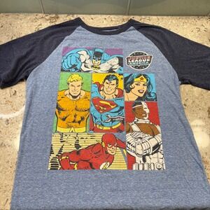 DC Comics Justice League‎ Graphic T-Shirt Raglan Sleeve Superhero Men's M